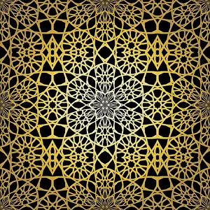 Seamless Arabic Tile Background Drucke: Geometric gold lace seamless pattern