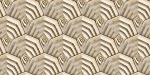 Modern Architecture Background Drucke: A geometric pattern featuring interlocking shield shapes and a layered 3D effect