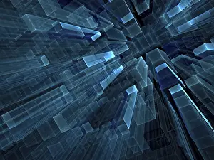 Virtual Reality Concept Drucke: Geometric technology background - abstract computer-generated image