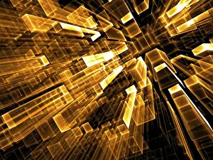 Virtual Reality Concept Image Drucke: Geometric technology background - abstract computer-generated image
