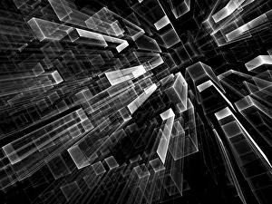 Virtual Reality Concept Image Drucke: Geometric technology background - abstract computer-generated image
