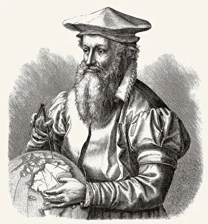 Historical Map Illustration Drucke: Gerardus Mercator oder Gerard de Kremer