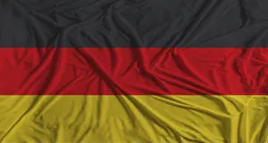 Fabric Background Flags Drucke: German flag with fabric texture background