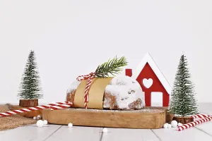 Christmas Baked Goods Drucke: German Stollen cake, a fruit bread with nuts