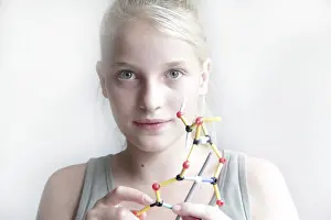 Educational Institution Drucke: Girl constructing a molecular model