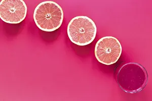 Citrus Fruit Drink Drucke: Glas with smoothie grapefruit