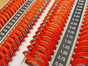 Visual Acuity Test Drucke: Glasses for testing the visual acuity of the eyes at an optician