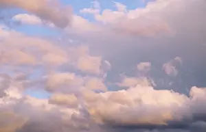 Evening Sky Clouds Drucke: Gleaming clouds floating on evening sky