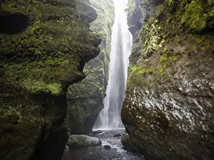 Icelandic Natural Landmark Drucke: Gljufrabui waterfall in a gorge