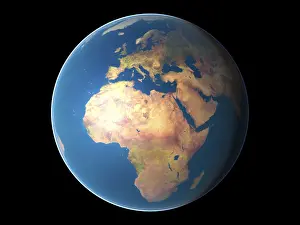 Symbolic World Map Drucke: Globe against a black background