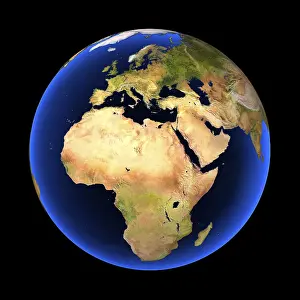 Symbolic Globe Image Drucke: Globe against a black background
