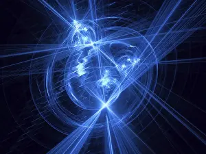 Abstract Computer Generated Image Drucke: Glowing in dark lines and curles - abstract computer-generated image