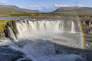 Drucke von Godafos, Wasserfall, Regenbogen, Island Island Drucke: Godaðsfoss, Wasserfall, Regenbogen, Island