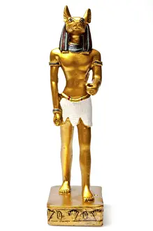 Ancient Egyptian Heritage Drucke: Gold Anubis statue facing forward