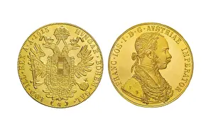 Austria Currency Drucke: Gold coin, obverse and reverse