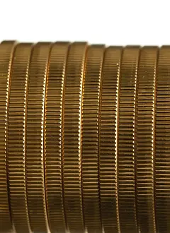 Gold Eagle Coins Drucke: Gold Eagle one ounce coins in a stack and isolated against white