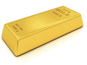 Deserted Studio Environment Drucke: Gold ingots on a white background
