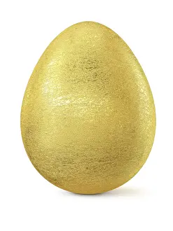 Christian Tradition Drucke: Golden Easter egg isolated on white background