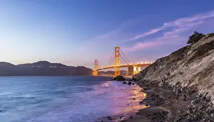 Suspension Bridge USA Drucke: Golden Gate Bridge, evening light