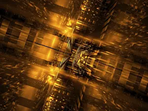 Computer Generated Abstract Art Drucke: Golden perspective composition - abstract computer generated 3d illustration