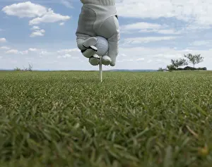 Daytime Leisure Activity Germany Drucke: A golf ball is placed on a tee, Germany