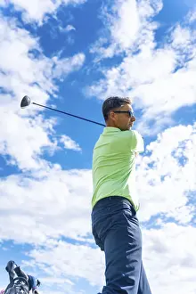 Recreational Sport Activity Drucke: Detail of a golf player on the golf course
