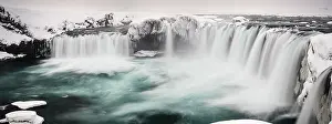 Icelandic Waterfalls Photography Drucke: Gooafoss Waterfall, panoramic view