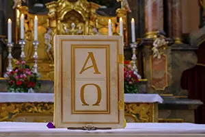 Bavarian Sacral Buildings Drucke: Gospels, beginning and end, at the altar
