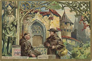 Historic Monastery Drucke: Gothic, monks in front of a monastery