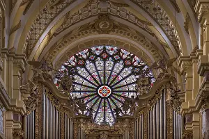 Upper Franconia Church Drucke: Gothic rosette above the organ
