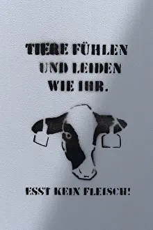 Bavaria Street Art Drucke: Graffiti against meat consumption