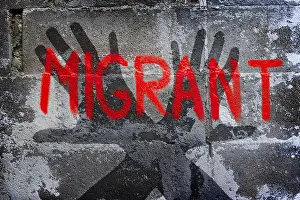 Digitale Kunst Drucke: Graffiti zu Migration, defensiver Halt.