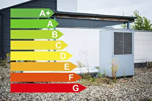 Drucke von Bild mit Energieeffizienzklasse, eine Wärmepumpe auf dem Dach eines Hauses in Düsseldorf, Deutschland Bild mit Energieeffizienzklasse, eine Wärmepumpe auf dem Dach eines Hauses in Düsseldorf Düsseldorf Drucke: Bild mit Energieeffizienzklasse(n)