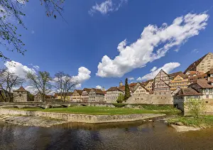 Waterfront Buildings In Europe Drucke: Grasbodele with an ensemble of buildings