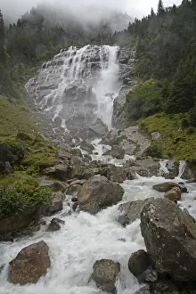 Tyrol Alps Landscape Drucke: Grawa, Grawa waterfall, cascade