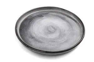 Empty Ceramic Plate Drucke: Empty gray ceramic plate isolated on white background