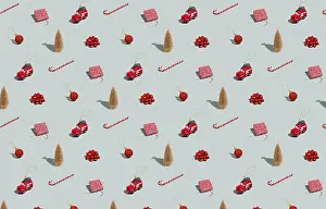 New Year Concept Drucke: Gray green background pattern with Christmas