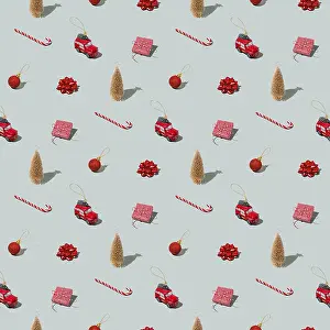 Festive Christmas Season Image Drucke: Gray green background pattern with Christmas