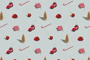 Plain Colored Background Picture Drucke: Gray green background pattern with Christmas