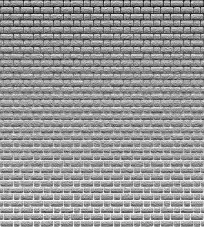 Deserted Construction Site Image Drucke: A grayscale pattern of uniform bricks forming a seamless wall with a repeating textured design