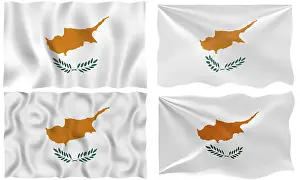 Southern European Flags Drucke: Great Image on white of four Flags of Cyprus