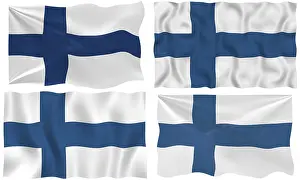 Finland Flag Drucke: Great Image on white of four Flags of Finland