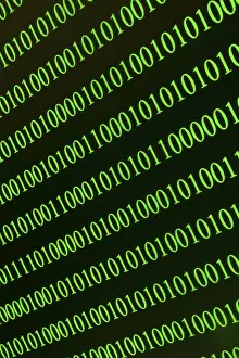 Binary Code Pattern Drucke: Green horizontal binary rows, symbolising digital technology