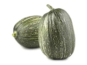 Isolated On White Background Drucke: Two green marrows isolated on white background