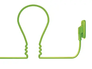 Alternative Energy Symbol Drucke: Green power cable in the shape of a light bulb