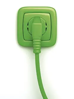 Green Power Supply Drucke: Green socket or power point with plug
