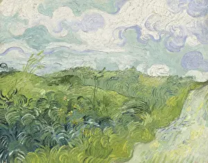 Drucke von Grüne Weizenfelder, Auvers (1890), Grüne Weizenfelder, Gemälde von Vincent Willem van Gogh (geboren am 30. März 1853 in Groot-Zundert, gestorben am 29) Landschaftliche Gemälde Drucke: Grüne Weizenfelder, Auvers (1890)