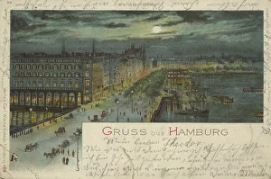 Northern Germany Views Drucke: Greeting from the Jungfernstieg
