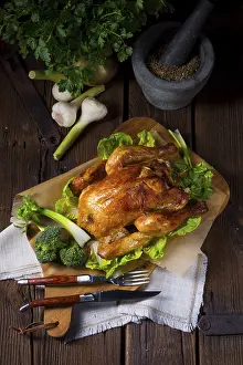 Leafy Vegetable Images Drucke: Grilled chicken