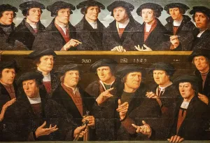 Oil On Panel Paintings Drucke: A groep of Guardsmen, Dirck Jacobsz